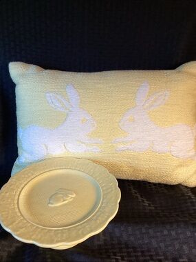 Rabbit Yellow Compote from Portugal and Yellow Pillow to Match.